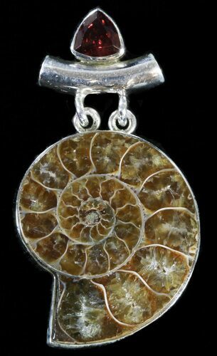 Ammonite Fossil Pendant - Sterling Silver #38052